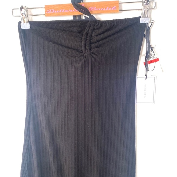 (A2) 1. STATE Ruched Halter Dress in Rich Black, Size XS, NWT - Picture 7 of 8